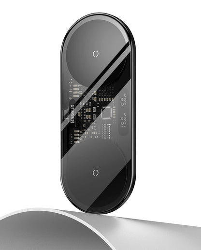 Black electronic device with digital display on a white background