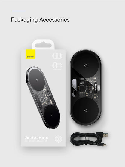 Digital LED display with packaging and USB cable on a white background