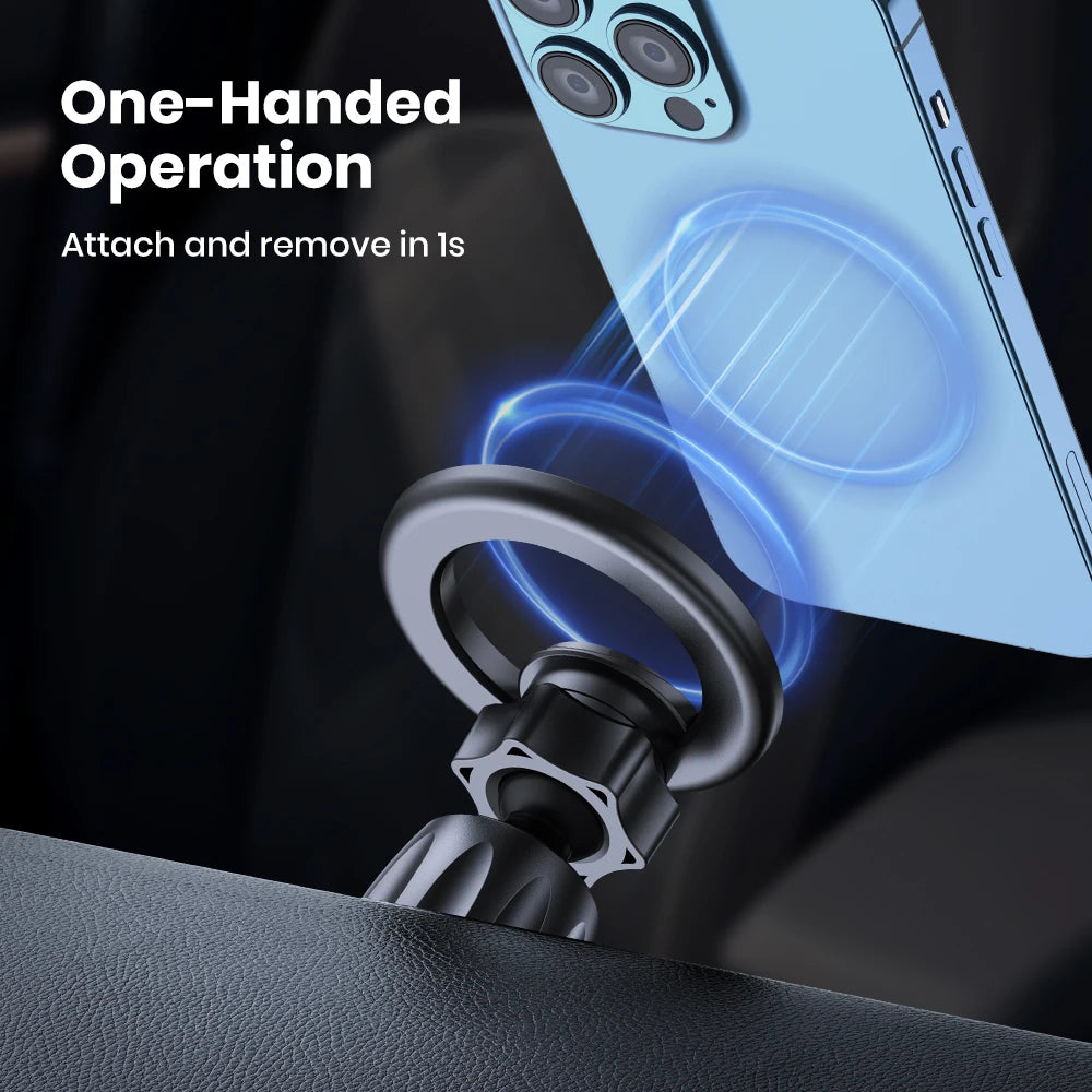 Phone holder with smartphone attachment on a dark background